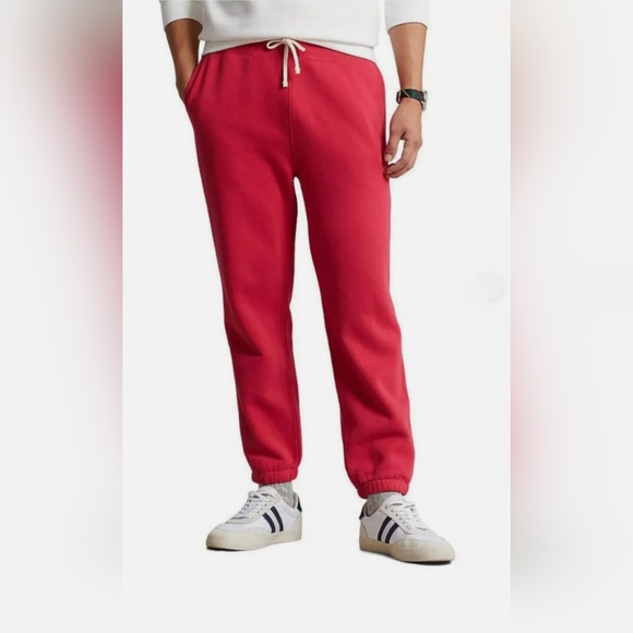 Polo Ralph Lauren Fleece Sweatpants Men's Red Jogger Pants Lg NEW - Picture 1 of 5